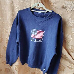Vtg 80a  Russell American Flag  Medium Sweatshirt